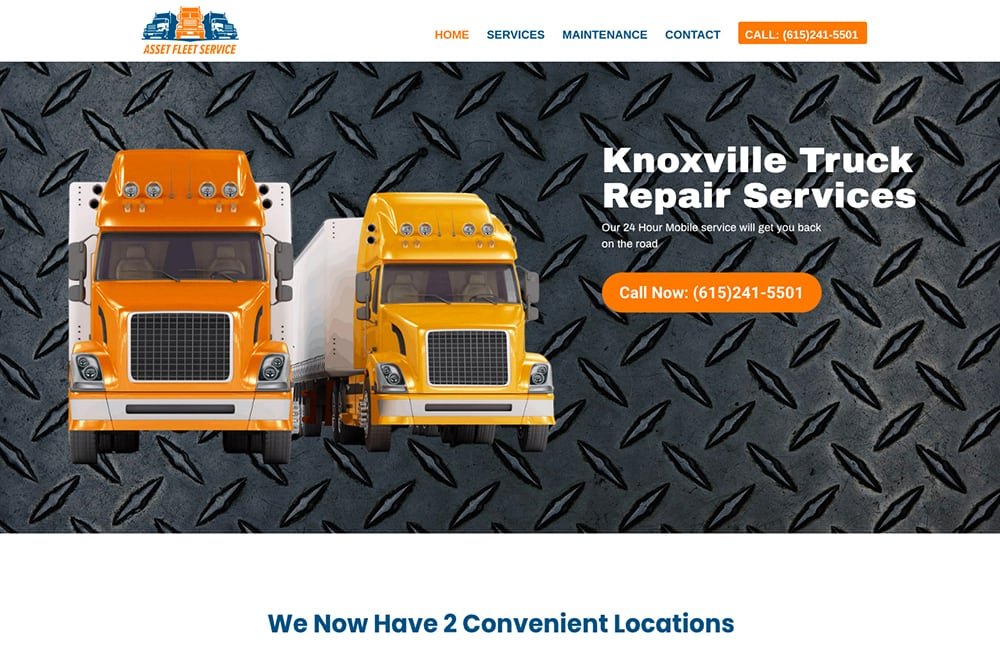 Asset Fleet Service Truck Repair Website