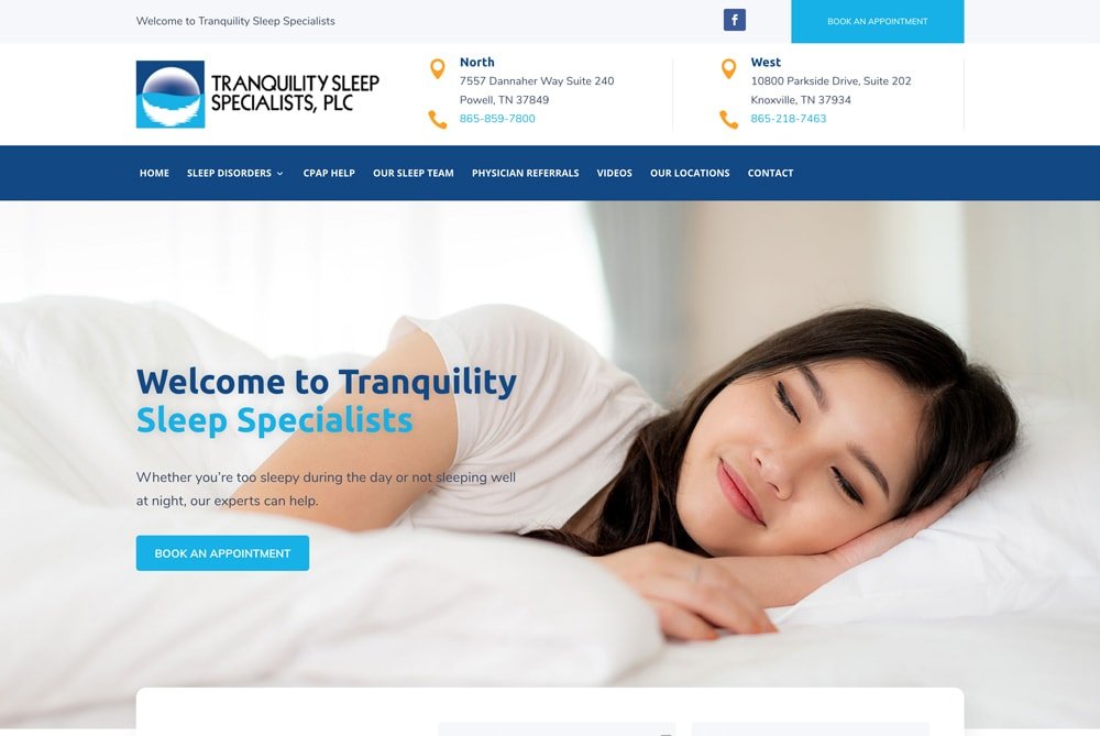 Tranquility Sleep Specialists Website Design